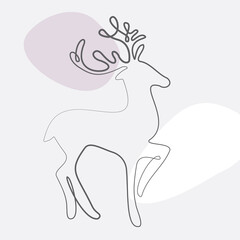 Walking reindeer contour line drawing isolated vector icon