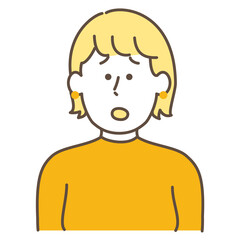 悩む女性　シンプルかわいいイラスト