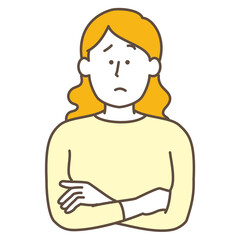 悩む女性　シンプルかわいいイラスト