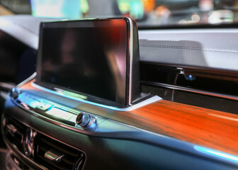 Close up shot of modern automotive information display .