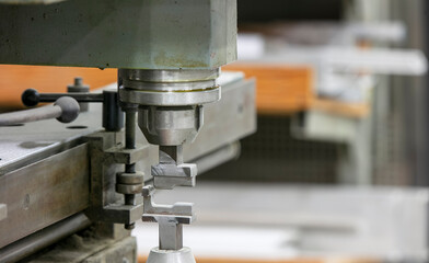 Fototapeta na wymiar Close up view of Metal forming press manual tool head