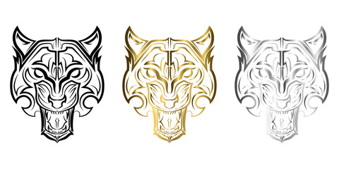 Line art of tiger head. Good use for symbol, mascot, icon, avatar, tattoo, T Shirt design, logo or any design you want.