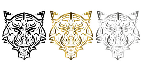 line art of tiger head. Good use for symbol, mascot, icon, avatar, tattoo, T Shirt design, logo or any design you want.