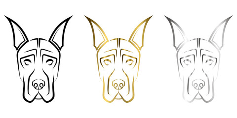 line art of Great Dane dog head. Good use for symbol, mascot, icon, avatar, tattoo, T Shirt design, logo or any design you want. - obrazy, fototapety, plakaty