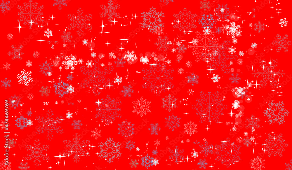 Wall mural Red christmas background with snowflakes. Vector