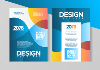 Flyer brochure design, business cover size A4 template, geometric wave blue and orange color