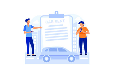 Sale or car rental concept. Rental Car service illustration exclusive design inspiration 