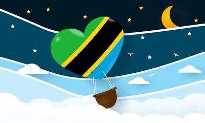 Heart air balloon with Flag of Tanzania for independence day or something similar

