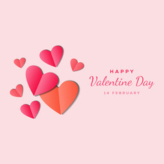 simple valentine design with heart paper art style. valentine vector design. isolated design