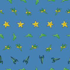 Vector light blue Origami paper Airplane and rocket background pattern