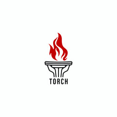 The Torch with fire flame vintage logo design