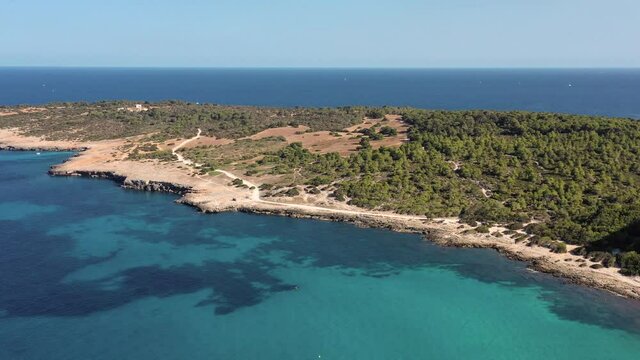 An aerial view on Es Morras near Cala Millor beach on Mallorca island in the Mediterranean Sea	
