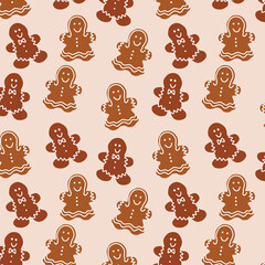 Christmas cheer cookies seamless repeating pattern background. Trendy for fabric, texitle print, wallpaper, background, wrapping or invitation cards, packaging.
