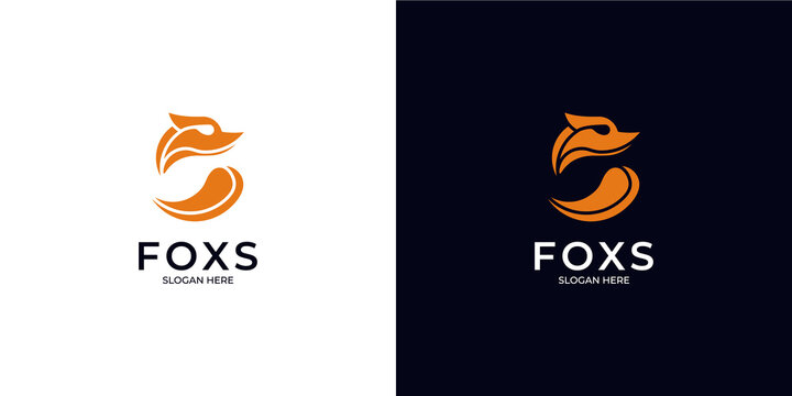 minimalistic abstract style fox logo