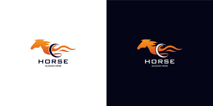 minimalistic abstract style horse logo