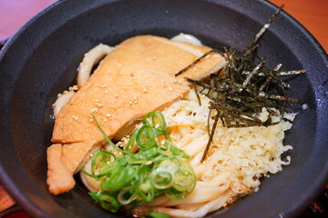 Kitsune Udon or Udon with Deep-Fried Tofu - きつねうどん