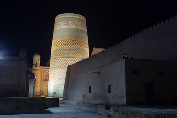 The Kalta Minor minaret, Ichan Kala (or Itchan Qala is walled inner town of the city of Khiva, a UNESCO World Heritage Site), Khiva city, Uzbekistan.
