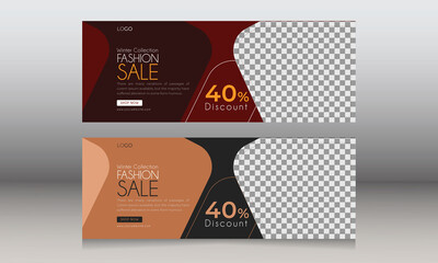 Fashion sale Facebook timeline cover banner social media banner template 2022 
