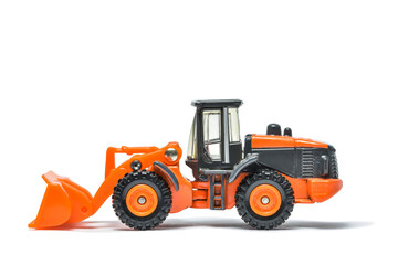 Bucket loader Toy  Car on White Background