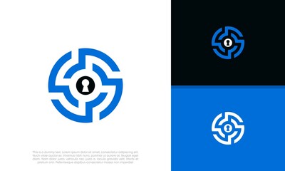 Security logo symbol for technology. Labyrinth logo. Security Logo. Abstract analytic Logo.	