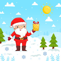 Vector cartoon illustration of friendly smiling Santa Claus. Christmas vector illustration.