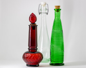 three bottles glass