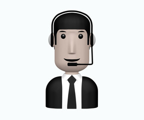 Live support icon character illustration 3D image isolated white background