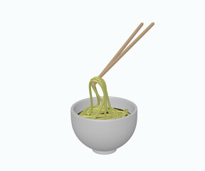 Noodle bowl with chopstick illustration 3D image isolated white background
