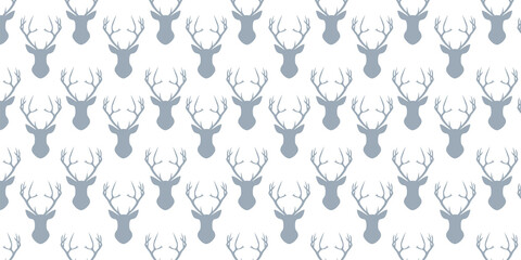 Reindeers  vector seamless repeating pattern background. Trendy for fabric, texitle print, wallpaper, background, wrapping or invitation cards, packaging.

