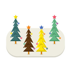 four christmas trees with stars and garlands