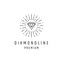 Diamond logo linear style icon on white backround