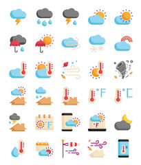 set of flat weather icons