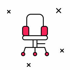 Filled outline Office chair icon isolated on white background. Vector