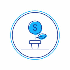 Filled outline Dollar plant icon isolated on white background. Business investment growth concept. Money savings and investment. Vector