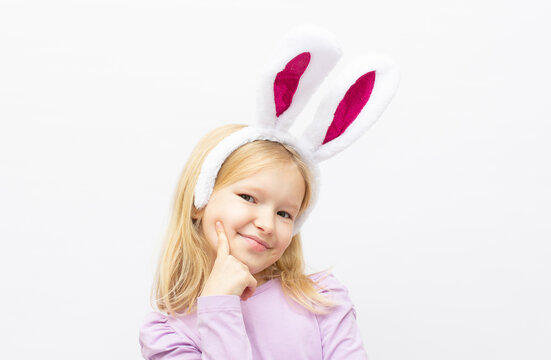 Cute little girl wearing bunny ears