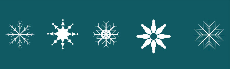 snowflake vector symbols set.snowflake on winter blue background. winter season christmas concept.