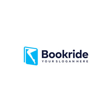 Minimalist flat letter mark BOOKRIDE logo design