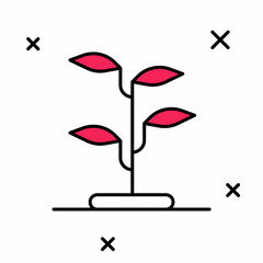 Filled outline Sprout icon isolated on white background. Seed and seedling. Leaves sign. Leaf nature. Vector