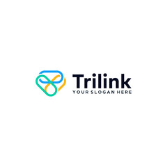 Modern colorful TRI LINK geometric art logo design