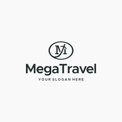Flat Letter mark initial M Mega Travel logo design