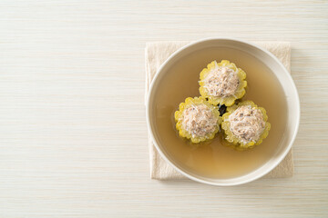 Stuffed bitter gourd with seasoned minced pork soup