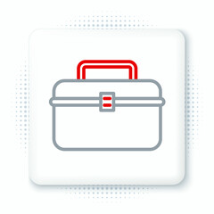 Line Case or box container for wobbler and gear fishing equipment icon isolated on white background. Fishing tackle. Colorful outline concept. Vector