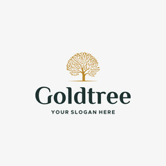 Fototapeta na wymiar Moder Flat letter mark GOLDTREE logo design 