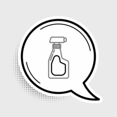 Line Cleaning spray bottle with detergent liquid icon isolated on grey background. Colorful outline concept. Vector