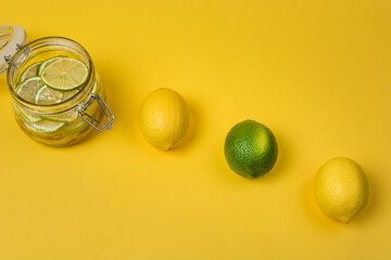 Water with lemon and honey. Best start of the day. Healthy drink.. Front view. Horizontal