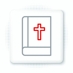 Obraz premium Line Holy bible book icon isolated on white background. Colorful outline concept. Vector