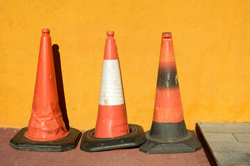 traffic cones on a street