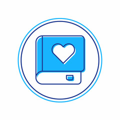 Filled outline Romance book icon isolated on white background. Vector