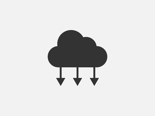 Technology icon vector cloud computing connection. Big data global server. Line design symbol.