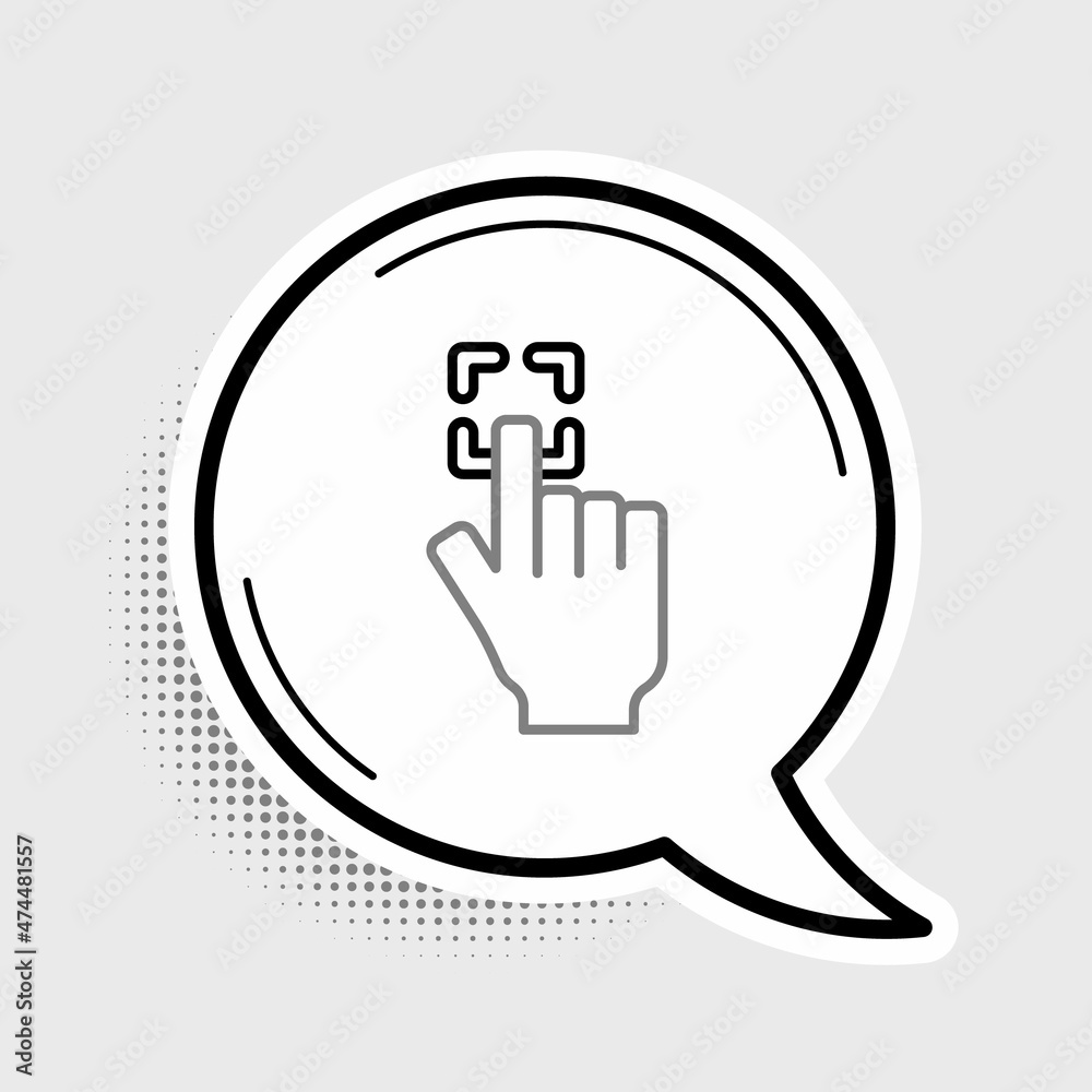 Sticker line fingerprint icon isolated on grey background. id app icon. identification sign. touch id. color